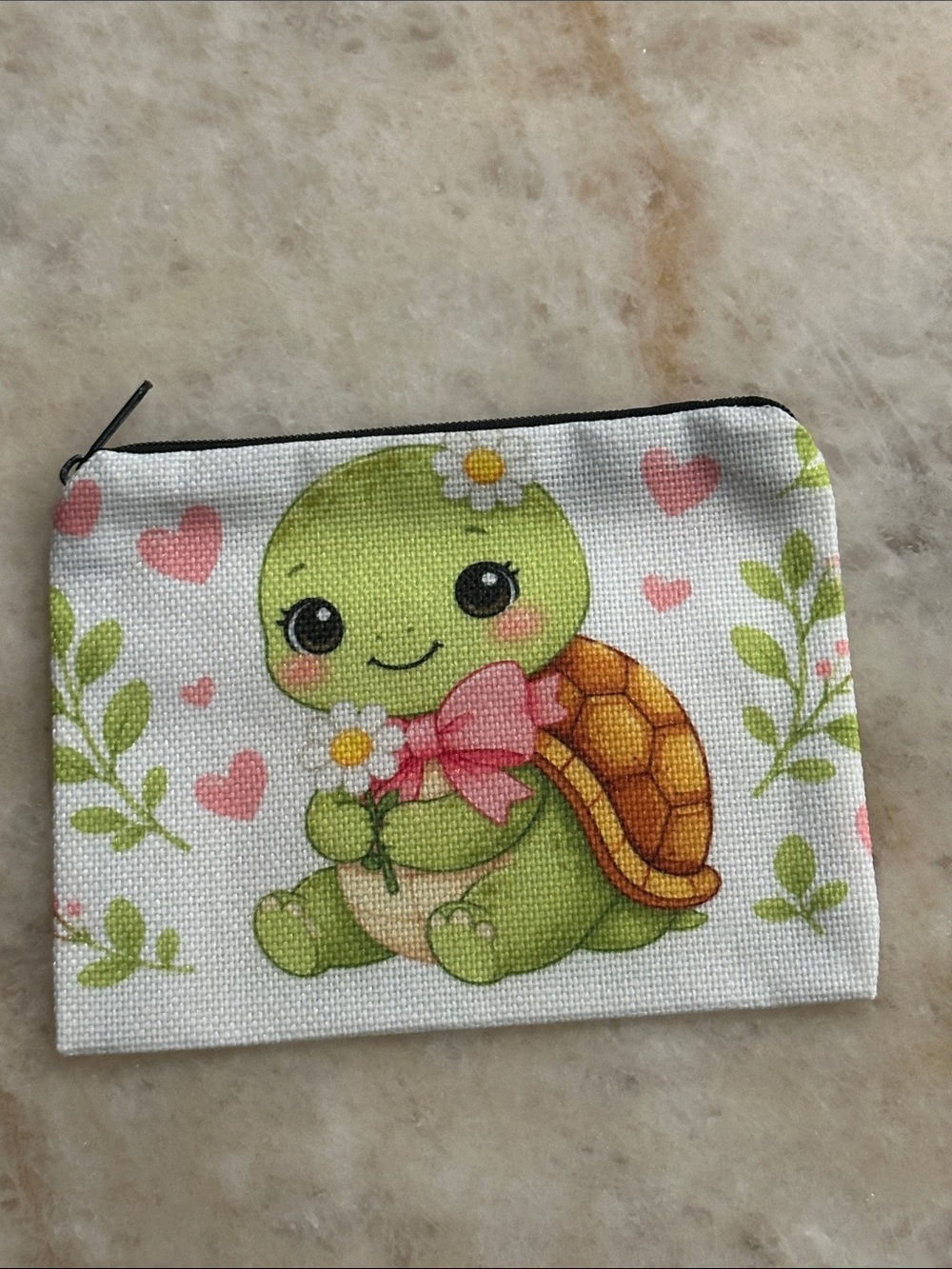 Cute Green Turtle Zipper Pouch for Kid’s Accessories